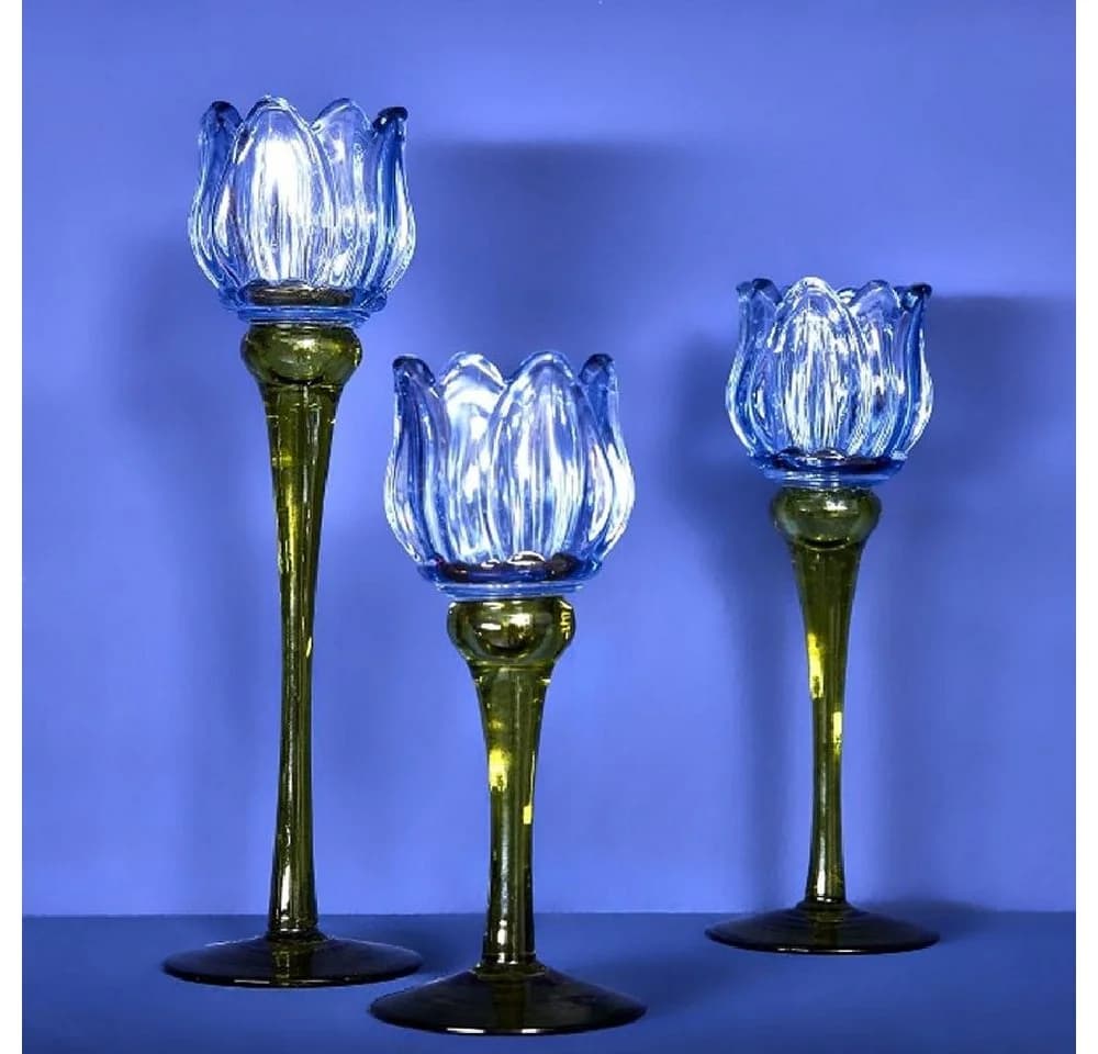 Werner Voß Kerzenhalter Tulpe Blau 21,5cm