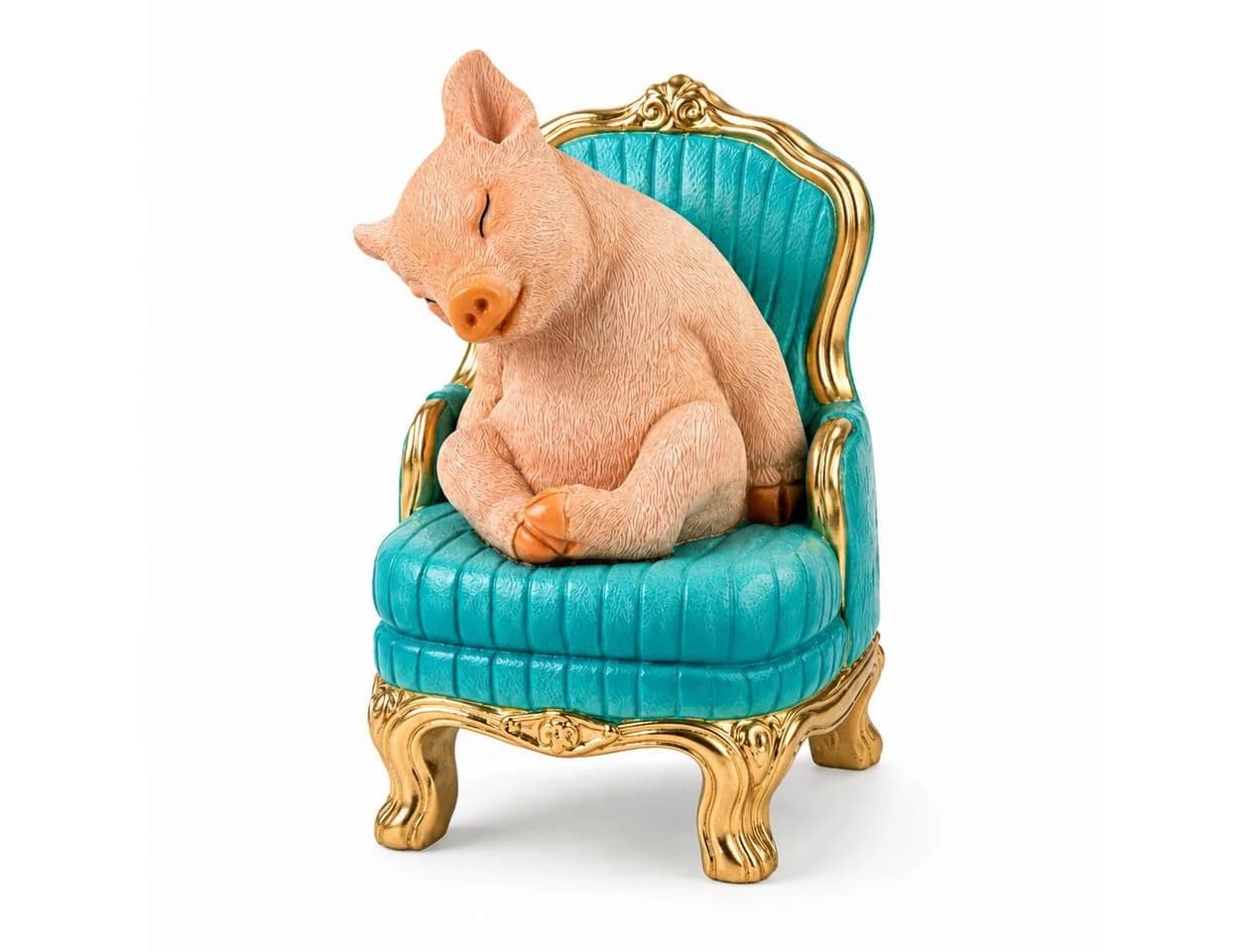 Werner Voß Dekofigur Schwein auf Sessel Rosa/Türkis/Gold - Bild 2