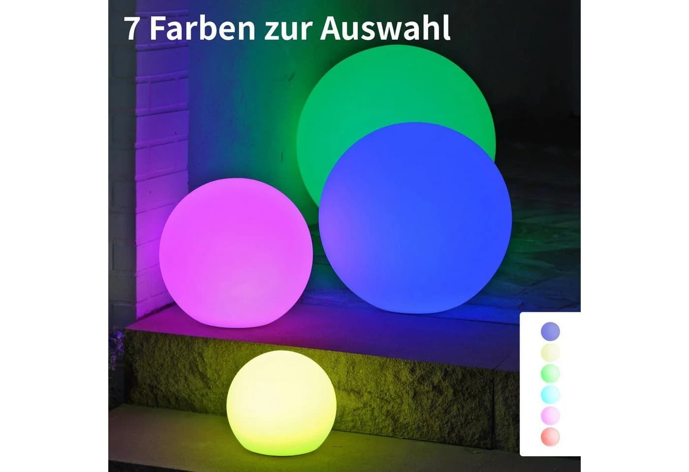 VERDOBA LED Kugelleuchte Innen & Außen mit Akku - Weiß - Bild 3