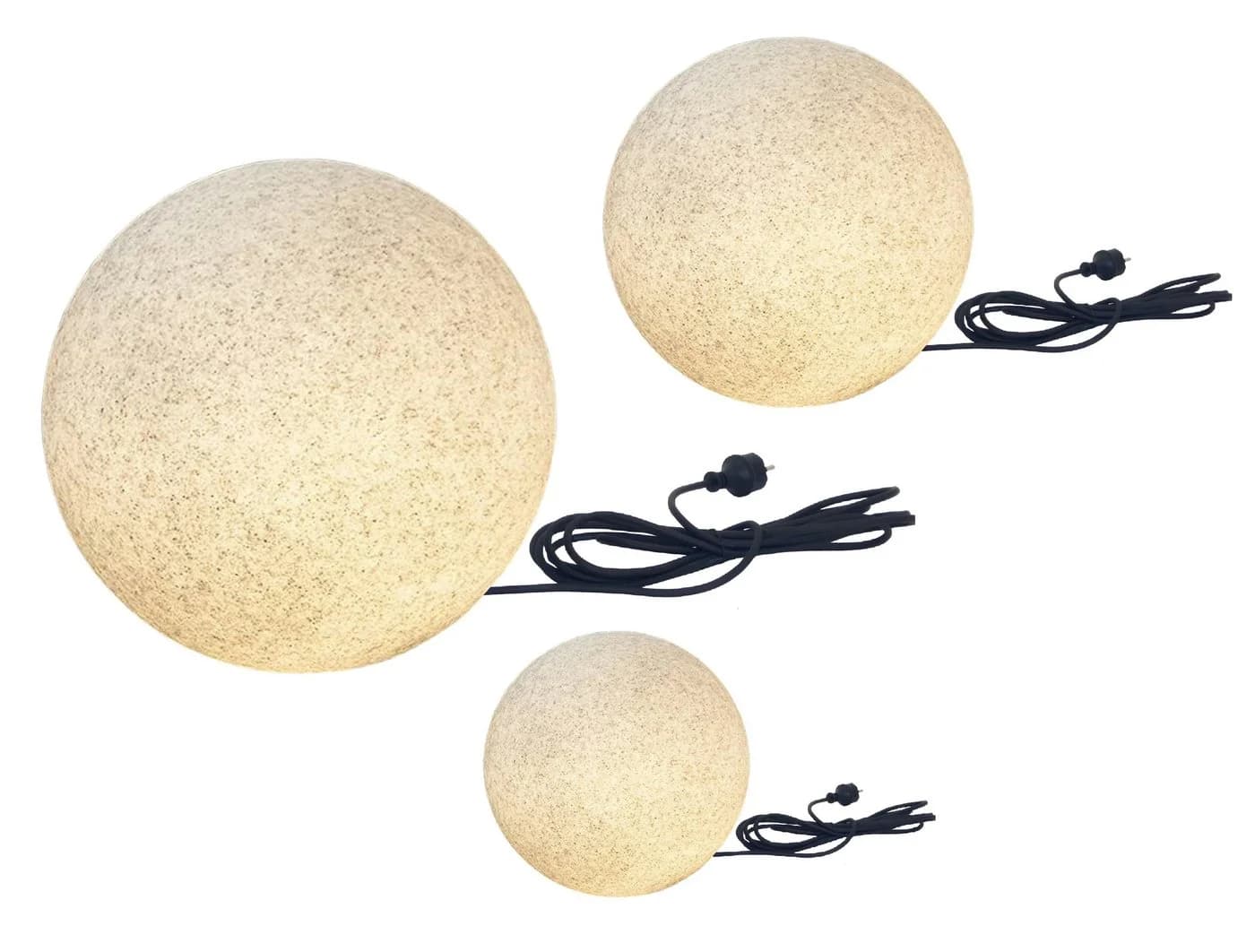 TRANGO LED Gartenleuchte 3er Set Granitstein-Optik IP65