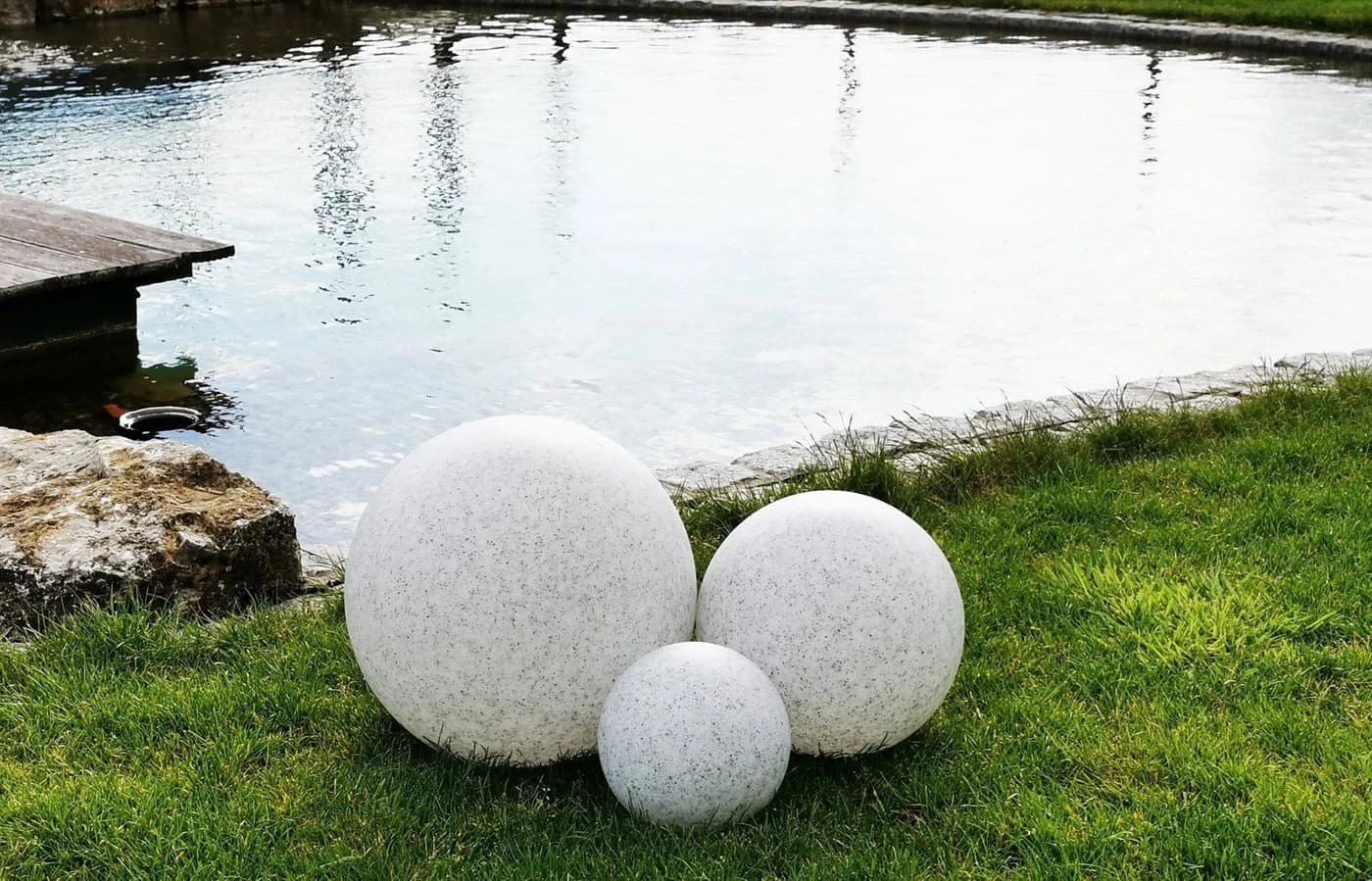 TRANGO LED Gartenleuchte 3er Set Granitstein-Optik IP65 - Bild 4