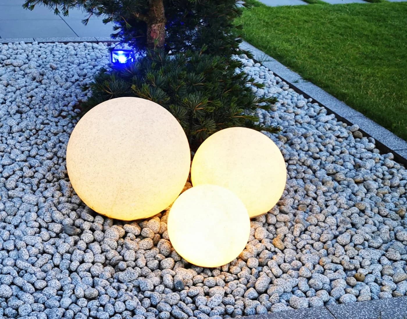 TRANGO LED Gartenleuchte 3er Set Granitstein-Optik IP65 - Bild 5