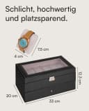 shelfmade Uhrenbox Zürich Schwarz - Aufbewahrung für 12 Uhren mit Velourskissen Bild 1
