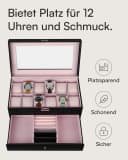 shelfmade Uhrenbox Zürich Schwarz - Aufbewahrung für 12 Uhren mit Velourskissen Bild 3