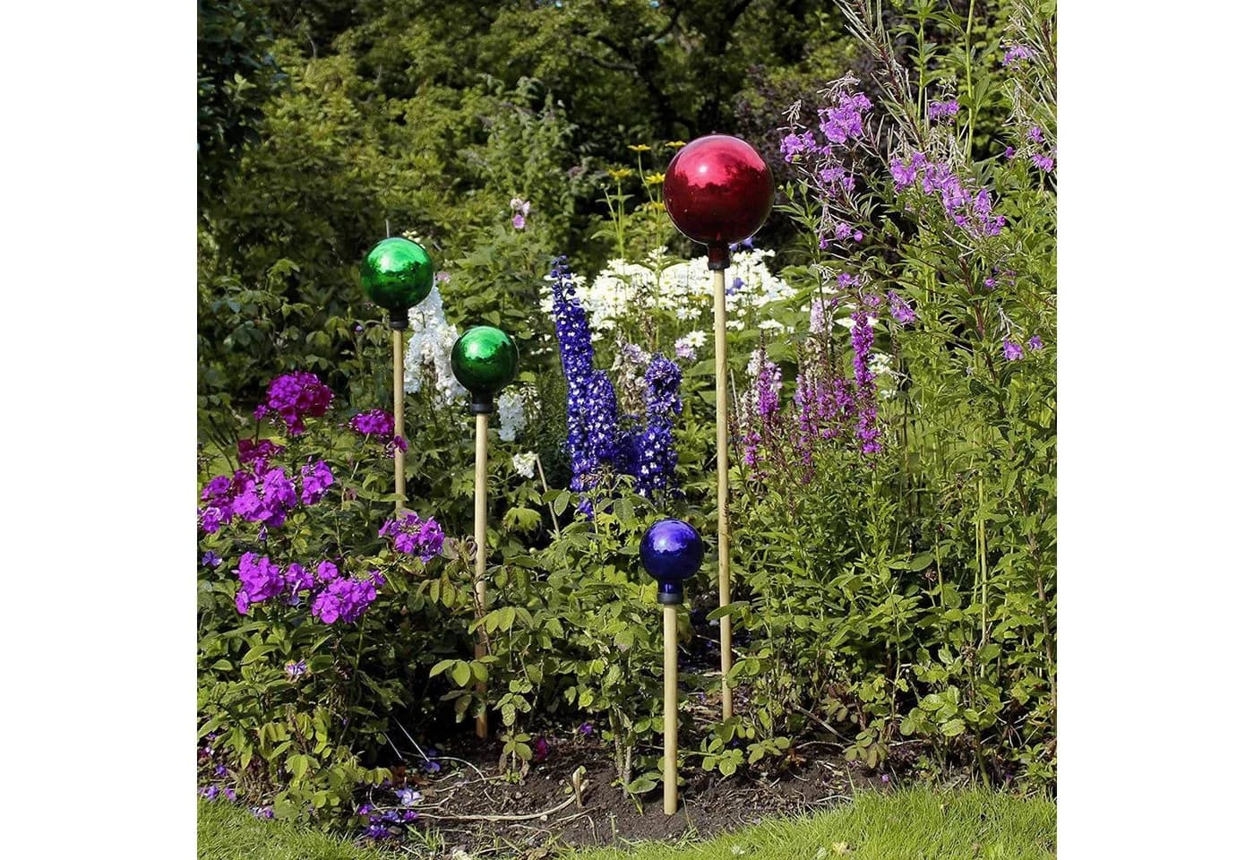 VERDOBA Gartenkugel Glas Deko Blau Rosenstab