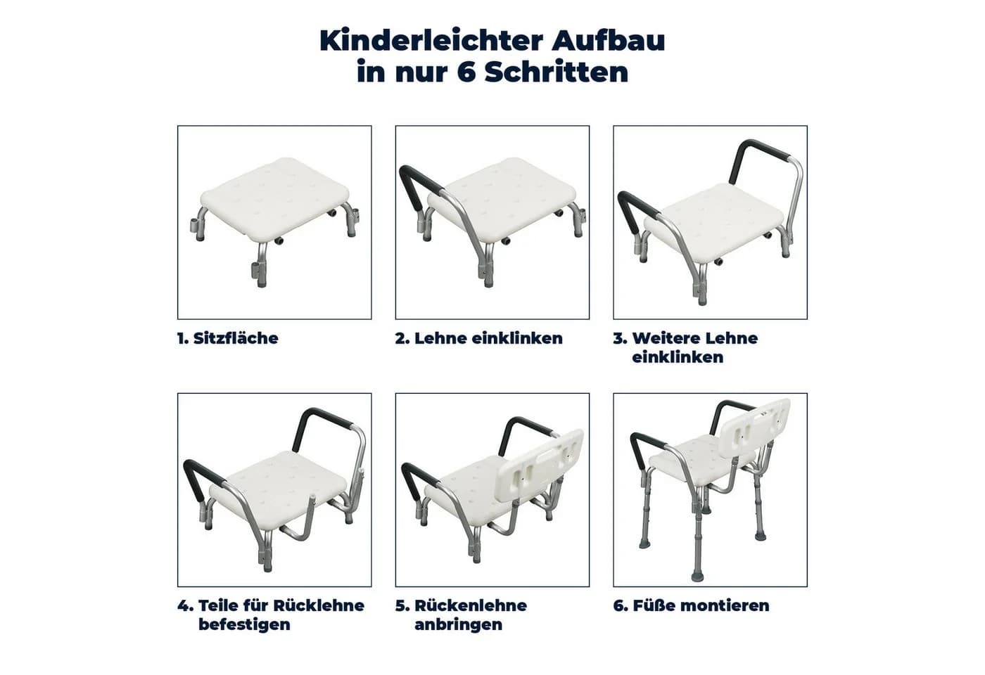 flexilife Duschhocker mit Rückenlehne und Armlehne weiß - Bild 5