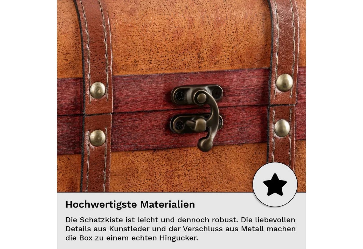 shelfmade Schatzkiste Holztruhe mit Kunstleder und Metallverschluss - Bild 3