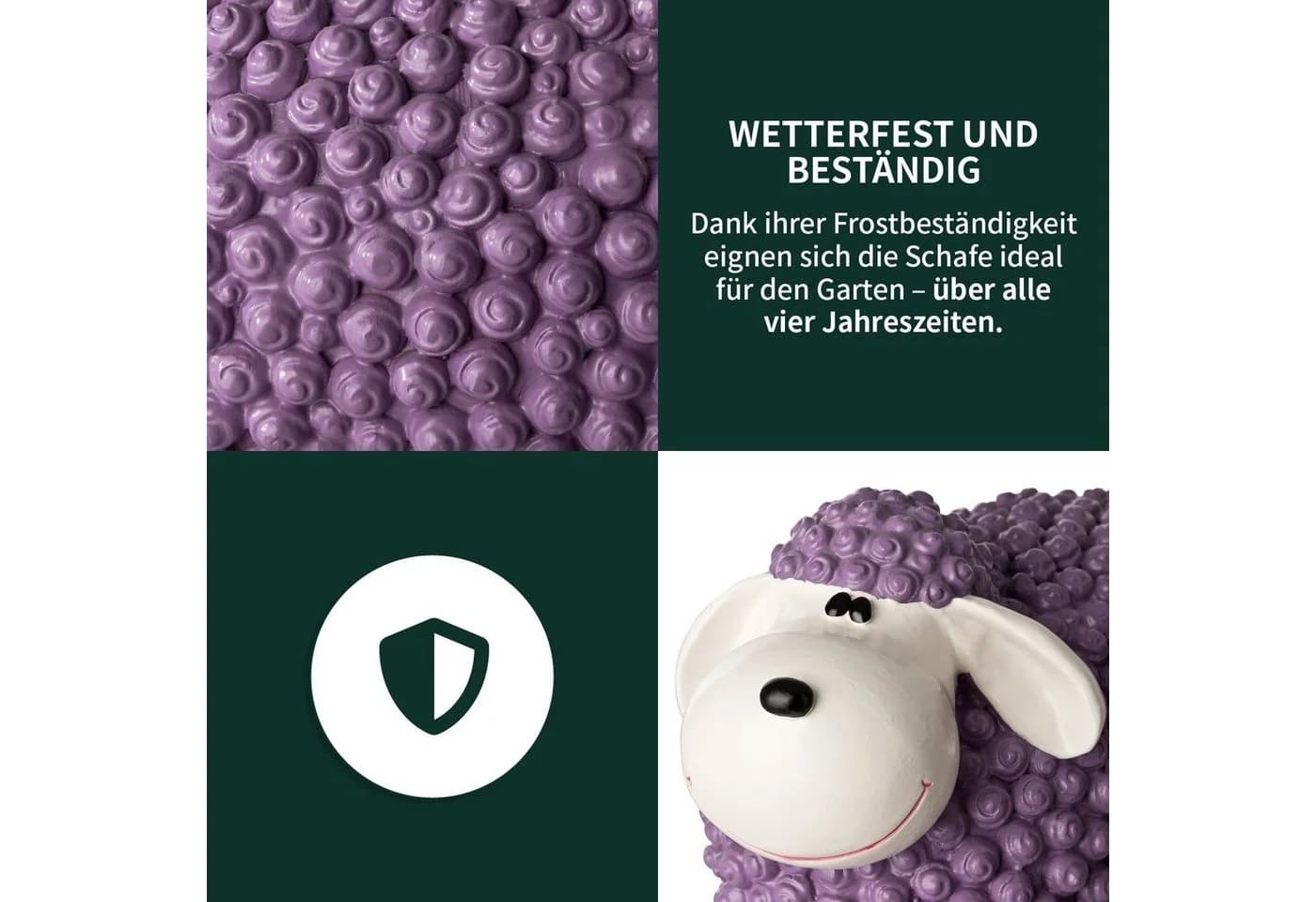 VERDOBA Gartenfigur Mini Schaf Polyresin Pastell Violett - Bild 4