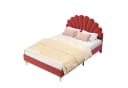 SEEZSSA Polsterbett 140x200cm Samt Rotwein Gepolstert Bild 2