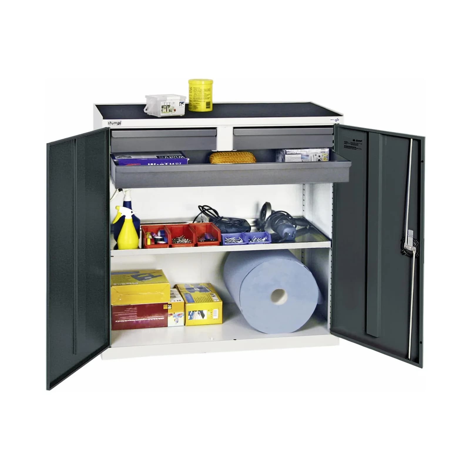 Stumpf Werkzeug- und Materialschrank 3000, 2 Schubladen, 1 Wanne, RAL 7035/7016