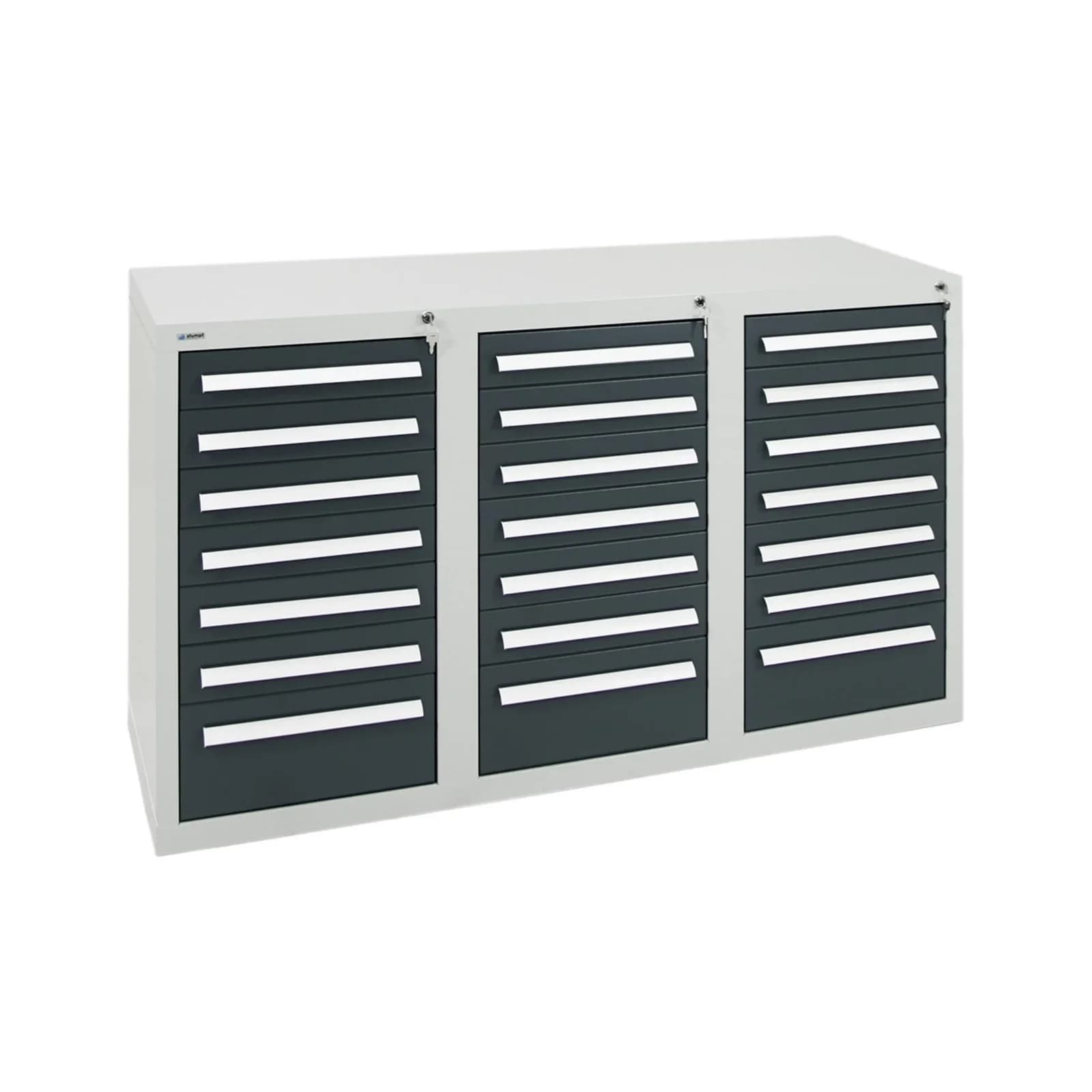 Stumpf Schubladenschrank Serie T-100/35-1, 21 Schubladen, RAL 7035/7016