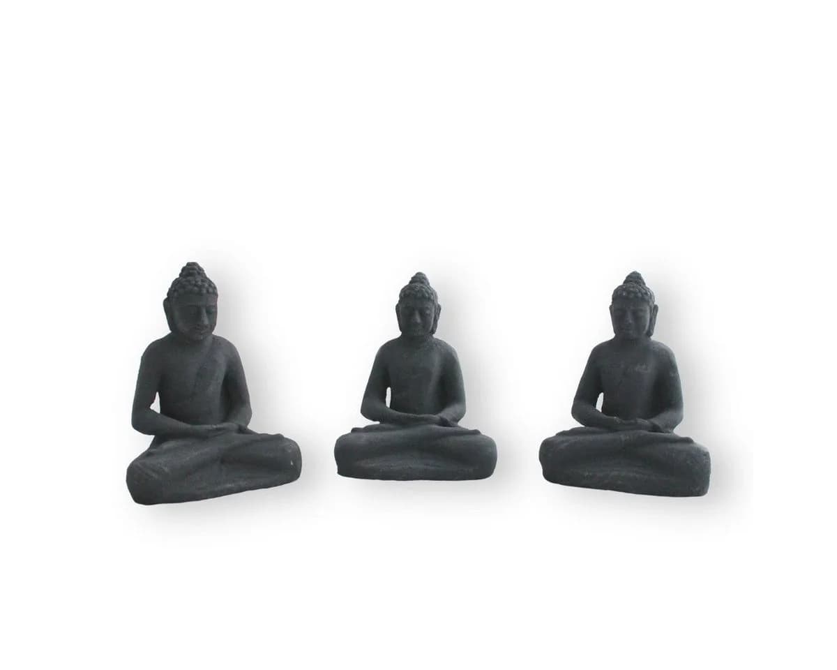 colourliving Buddhafigur 3er Set aus Stein Grau Wetterfest - Bild 2