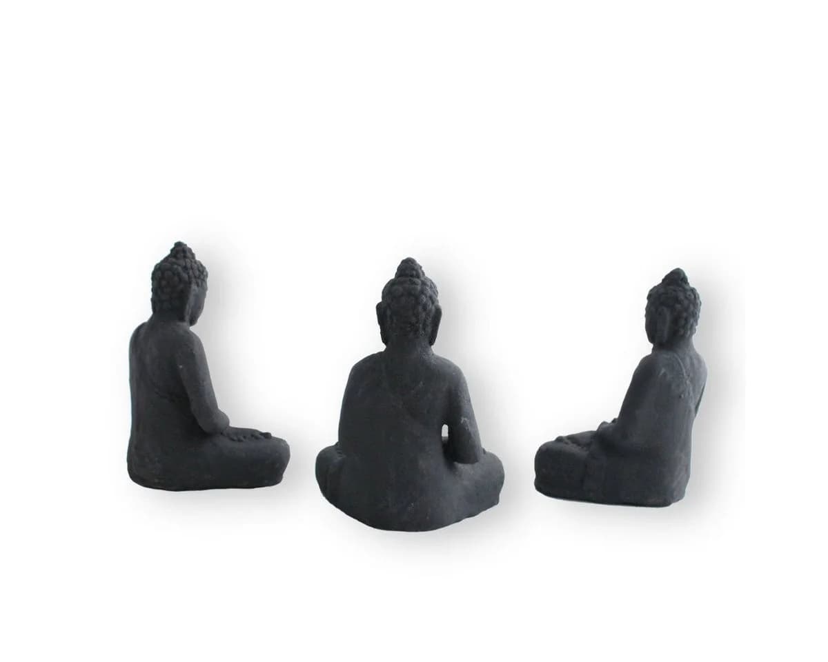 colourliving Buddhafigur 3er Set aus Stein Grau Wetterfest - Bild 3