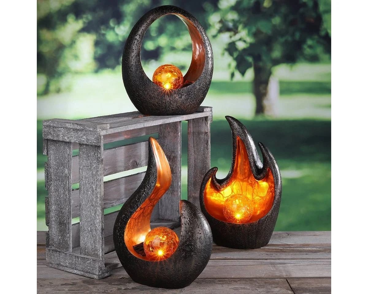 colourliving LED Solarleuchte Sonne warmes orange Polyresin
