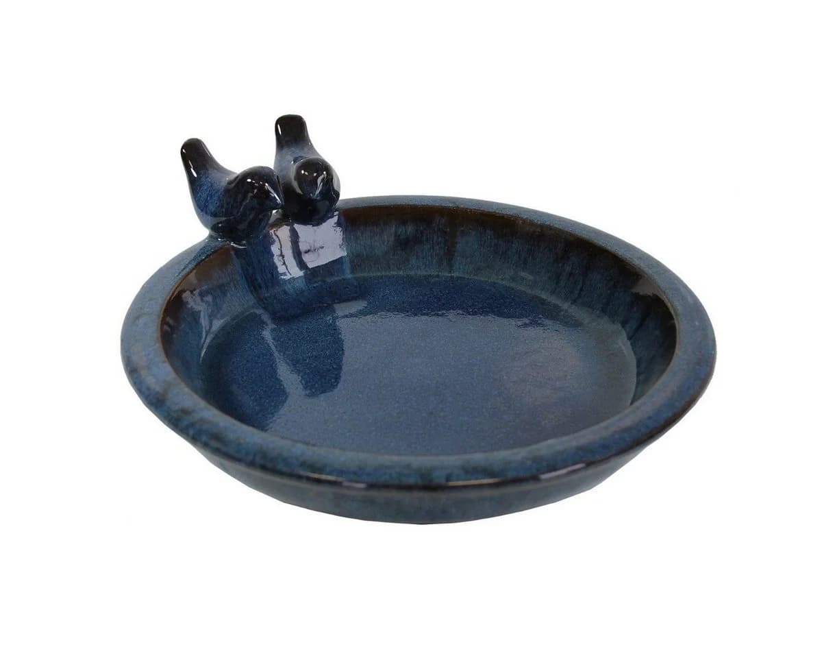 colourliving Vogeltränke Noble 30 cm Antik-Blau Keramik - Bild 2