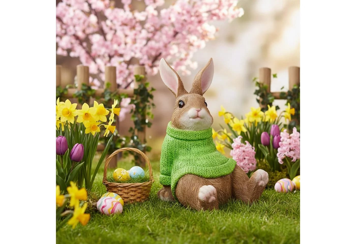 colourliving Osterfigur Dekohase mit farbigem Pullover