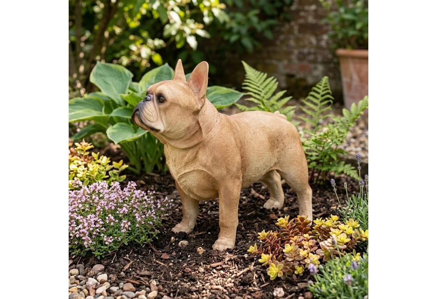 colourliving Französischen Bulldogge Figur XL Polyresin Handbemalt