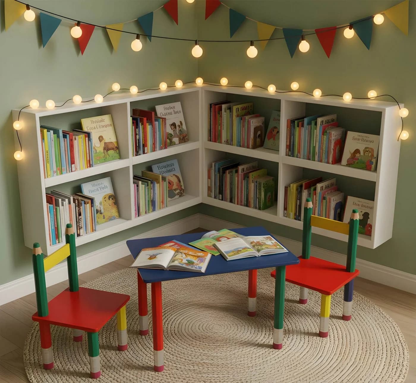 colourliving Kindertischgruppe Bleistift bunt - farbenfrohes Kindermöbel Set - Bild 5