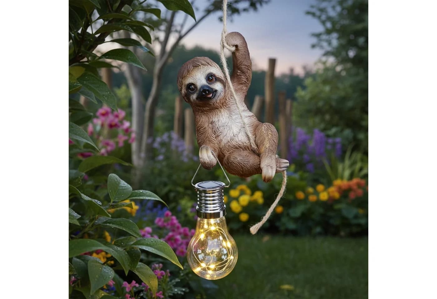 colourliving Solar-Gartenfigur Faultier LED-Dekoleuchte