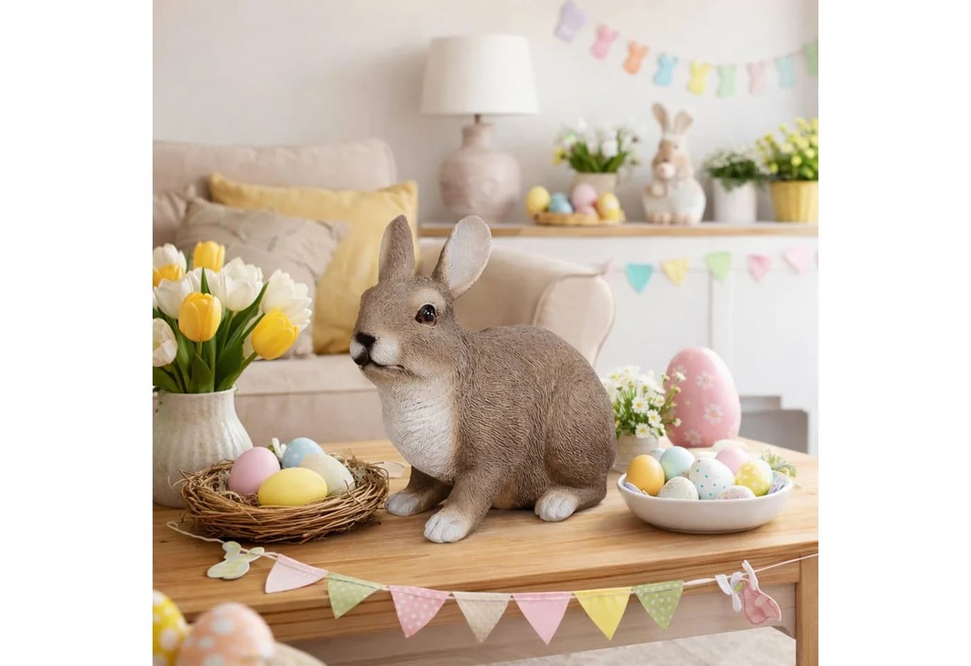 colourliving Osterhase Realistische Hasenfigur Garten Wohnbereich Osterdeko - Bild 3