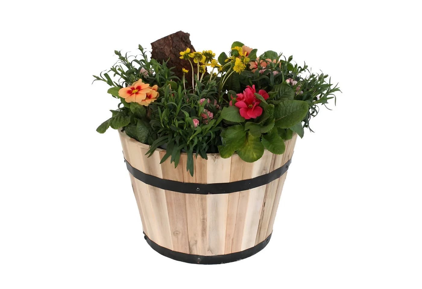 colourliving Pflanzkübel Akazienholz Rund Holzfass Natur