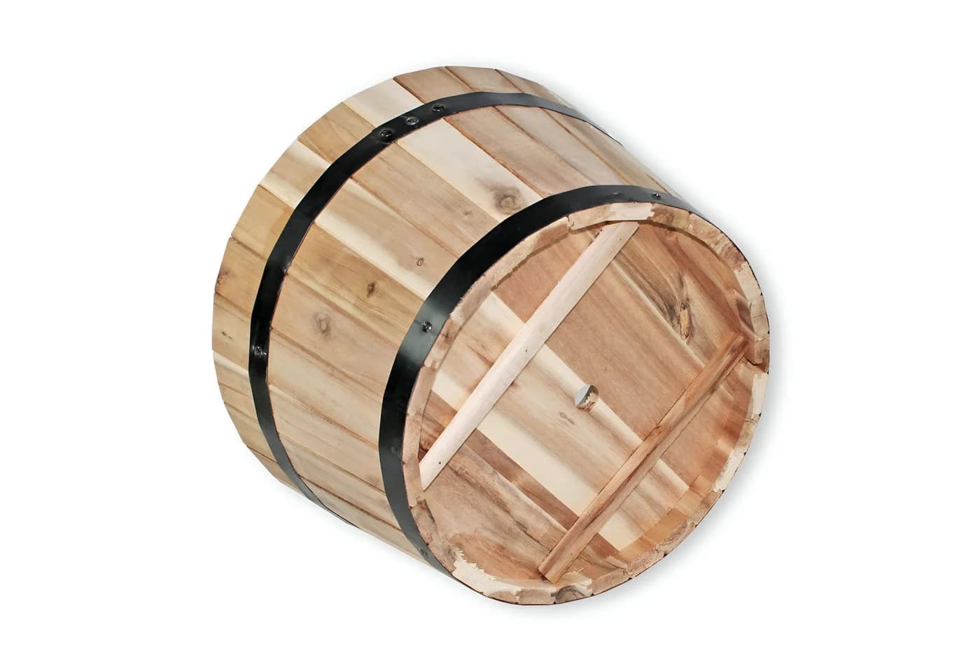 colourliving Pflanzkübel Akazienholz Rund Holzfass Natur - Bild 4