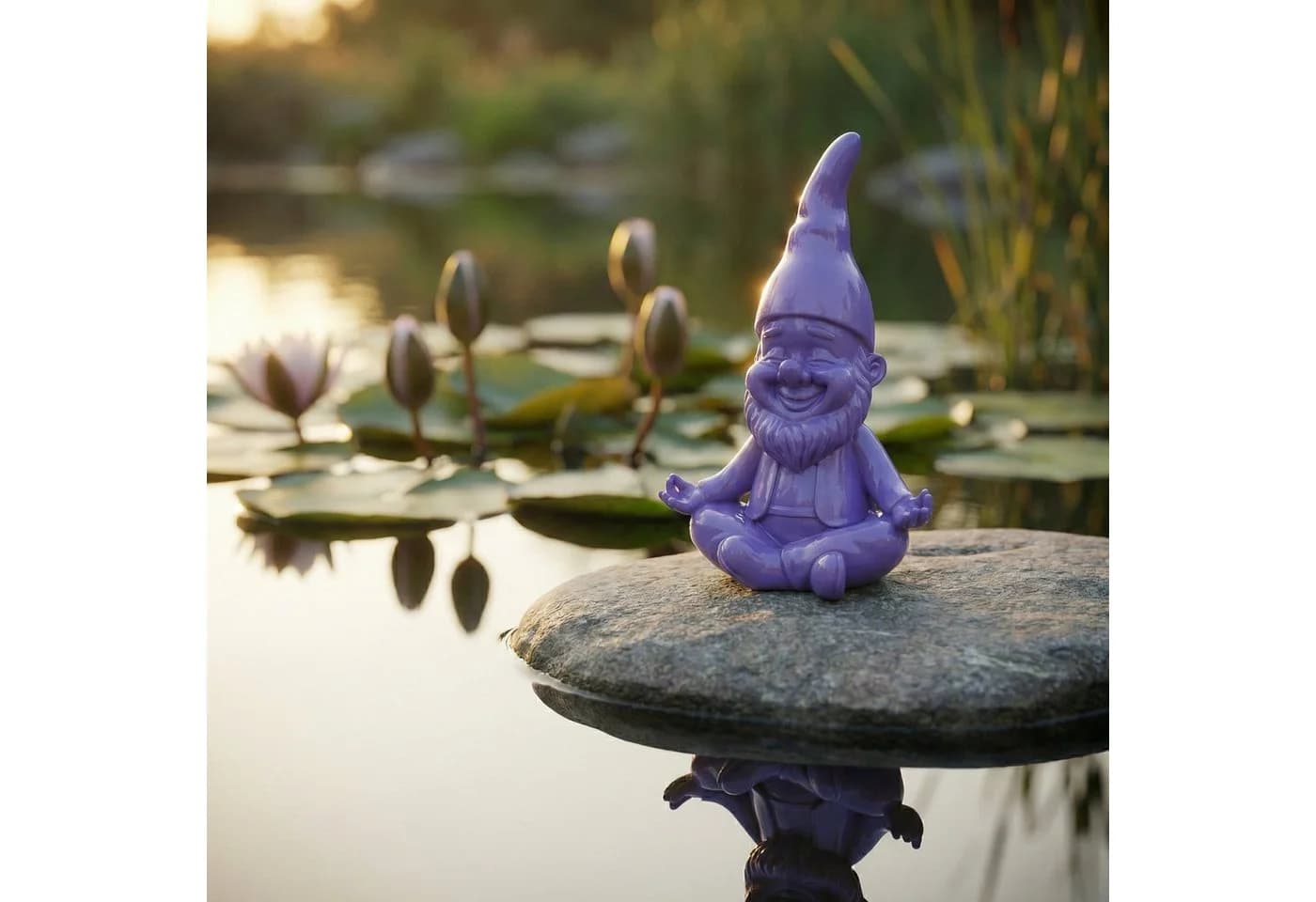 colourliving GartenPoser ZenPoser Yoga-Gartenzwerg LilacVibe