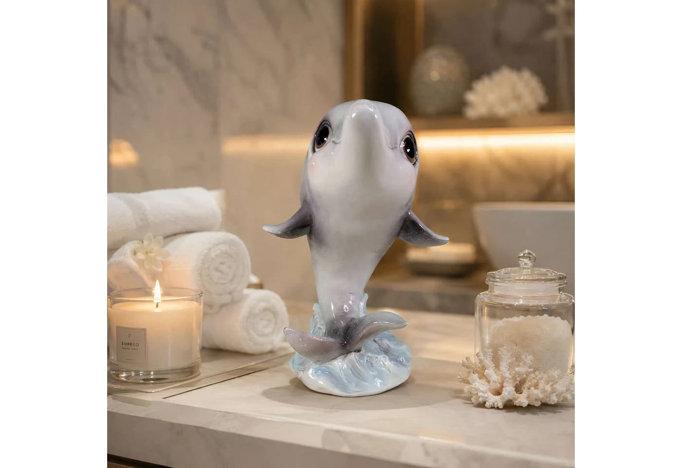 colourliving Delfin Dekofigur Glänzend Maritime Skulptur Polyresin - Bild 3