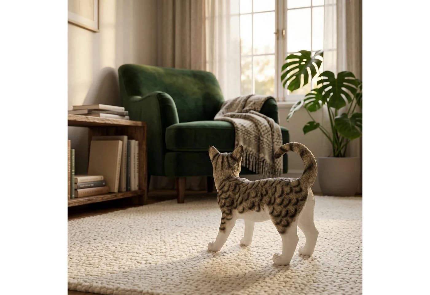 colourliving Katzenfigur Murli grau-getigert Polyresin Garten & Wohnen