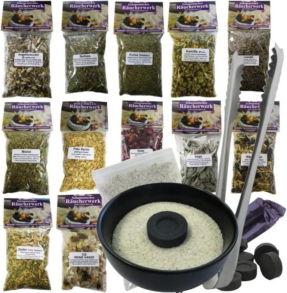 MyTobaQ Räucherschale Hausreinigung Räuchern - 20teiliges Räucher-Set 101 Rituale