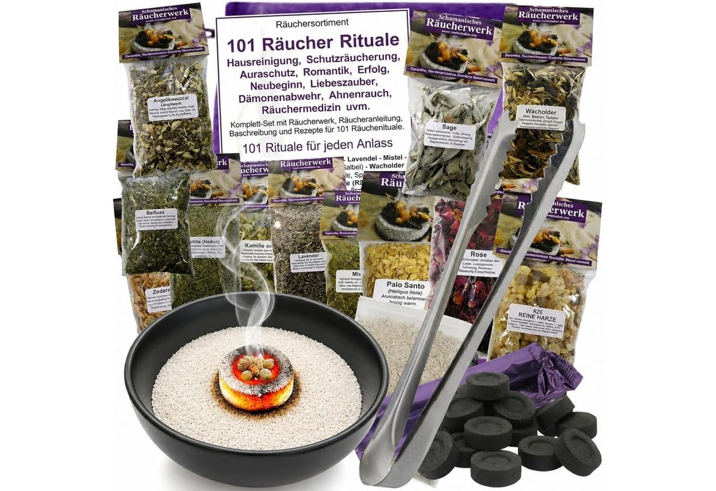 MyTobaQ Räucherschale Hausreinigung Räuchern - 20teiliges Räucher-Set 101 Rituale - Bild 2