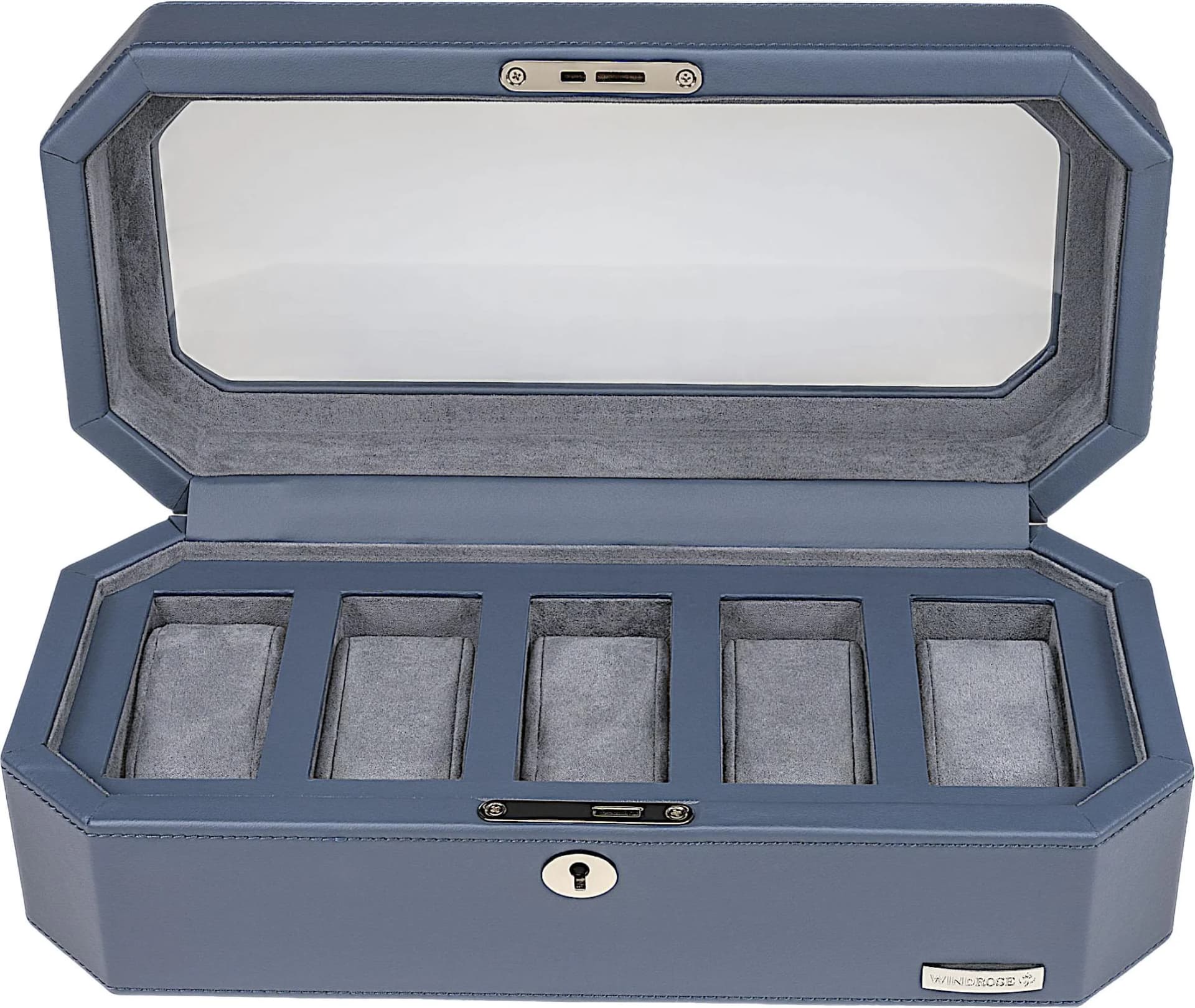 WINDROSE Uhrenbox Tempora Blau Mehreckig Ø 40mm