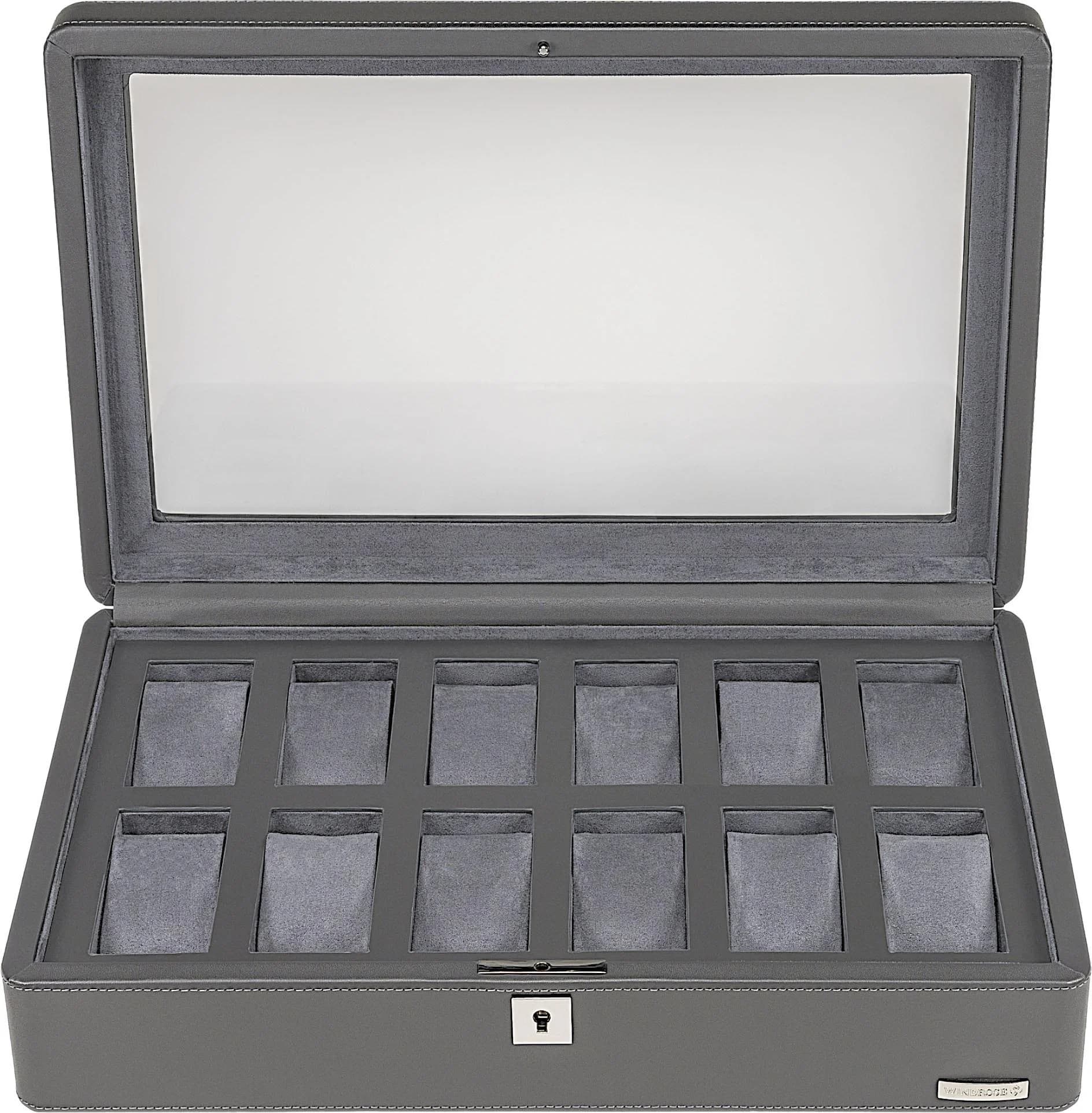 WINDROSE Uhrenbox Tempora Grau für Armbanduhren bis Ø 40mm