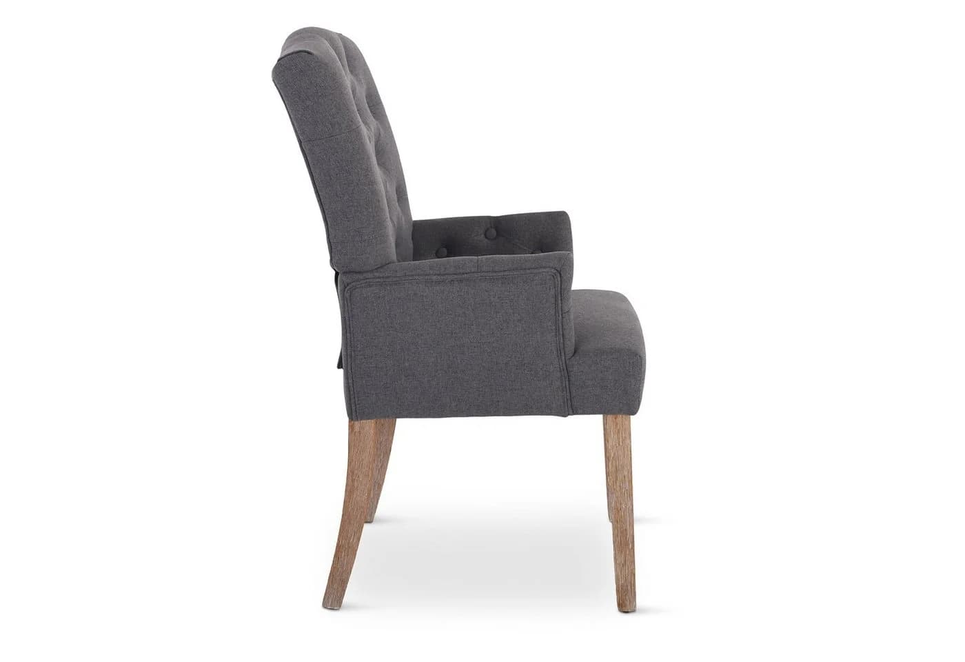 Raburg Esszimmerstuhl Victoria mit Armlehnen Chesterfield-Design Grau