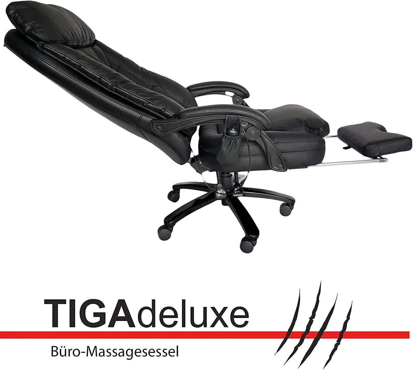 @tec Massagesessel Bürostuhl Shiatsu & Wärmefunktion TIGA deluxe Schwarz