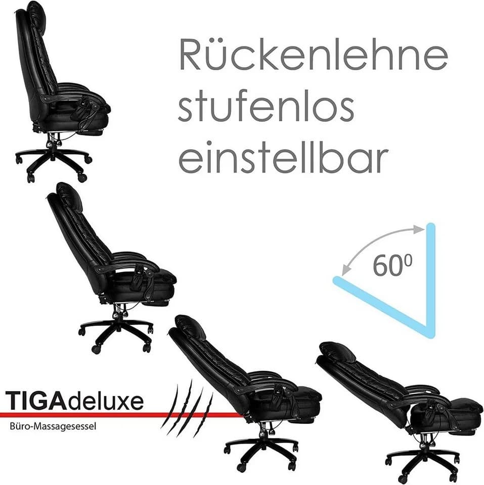 @tec Massagesessel Bürostuhl Shiatsu & Wärmefunktion TIGA deluxe Schwarz - Bild 3