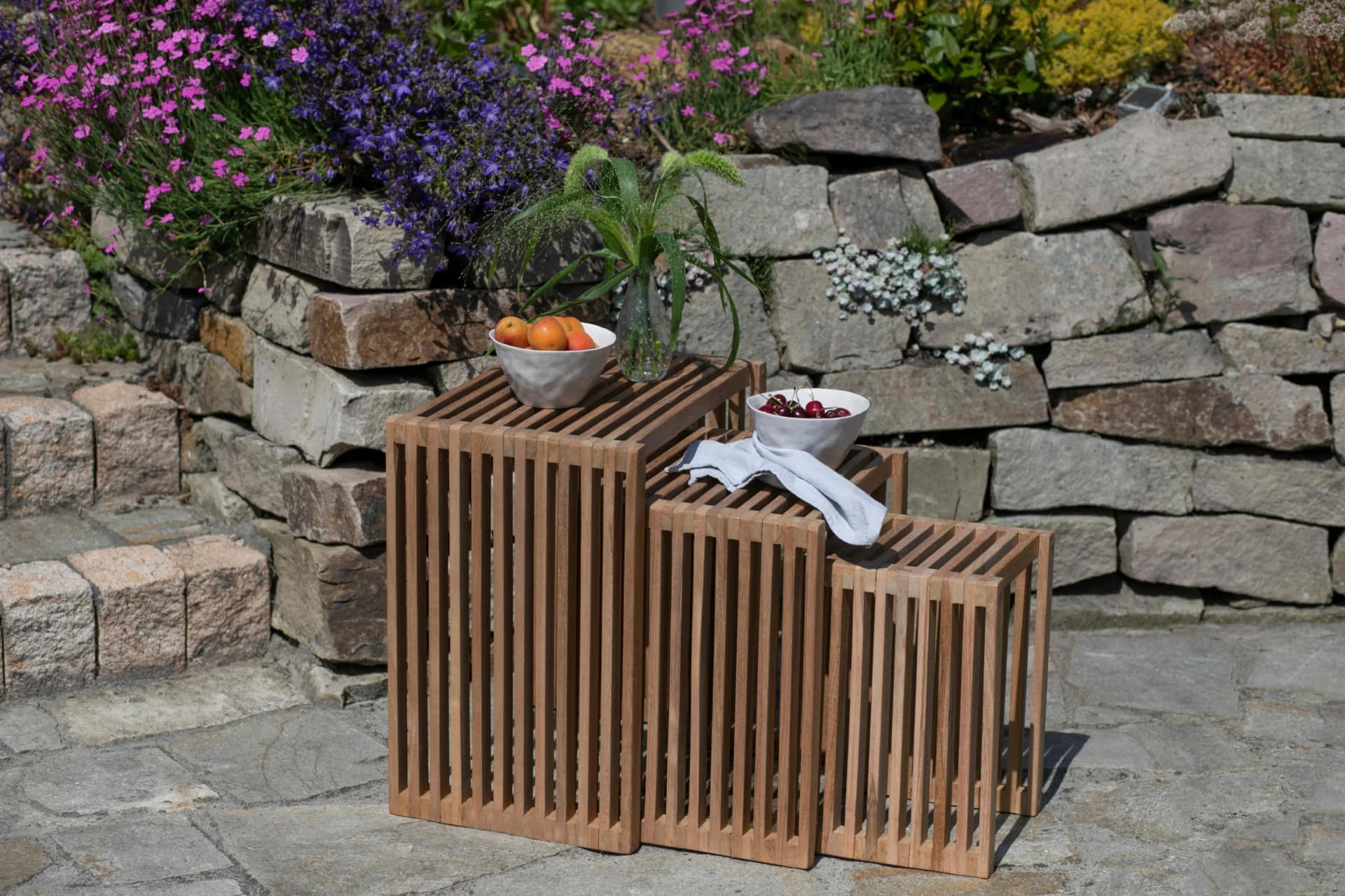 Woodie Garten-Beistelltischset 3er-Set Teak