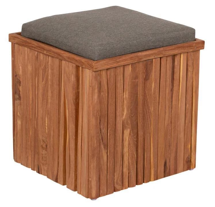 Gartenhocker Woodie Teak mit praktischem Stauraum