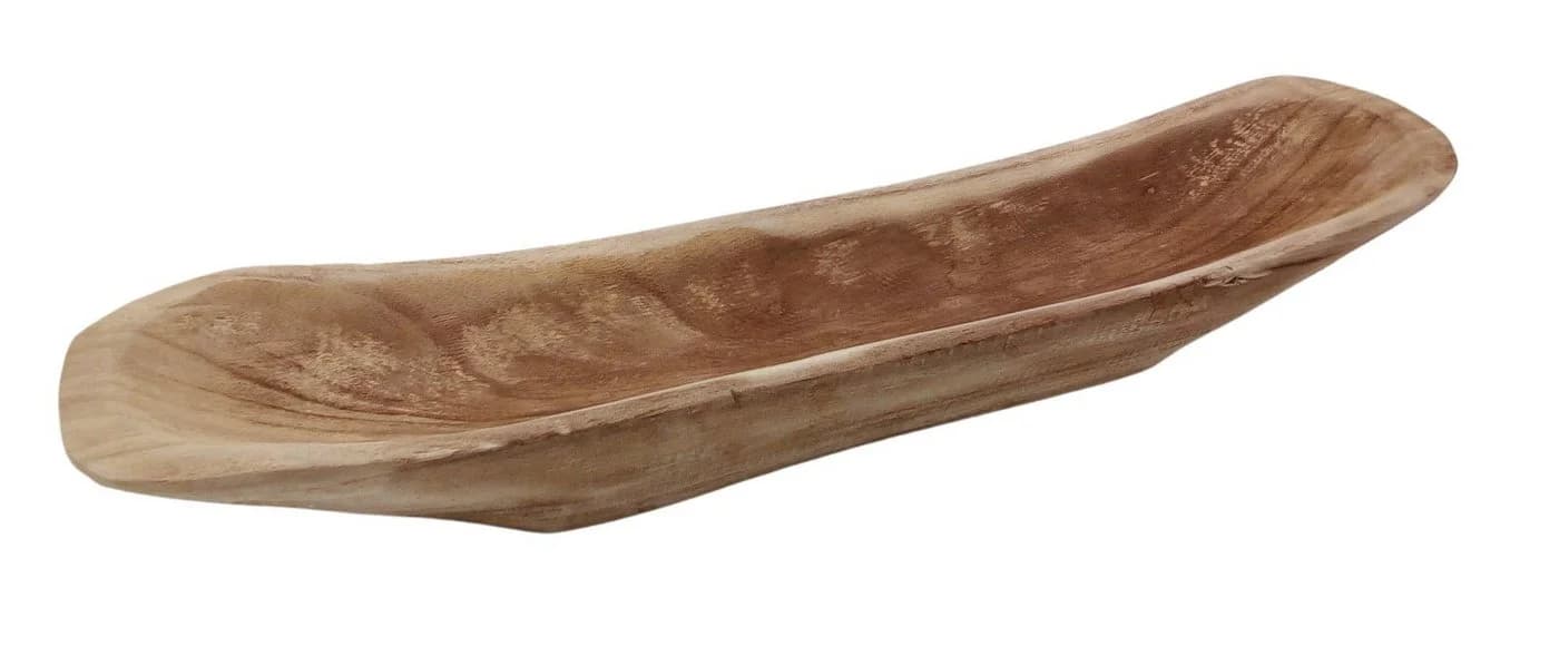 CEPEWA Dekoschale Boot aus Paulownia Massivholz Natur