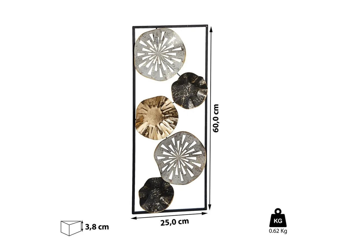 CEPEWA Kunstdruck Wanddeko Metall Grau Silber Gold