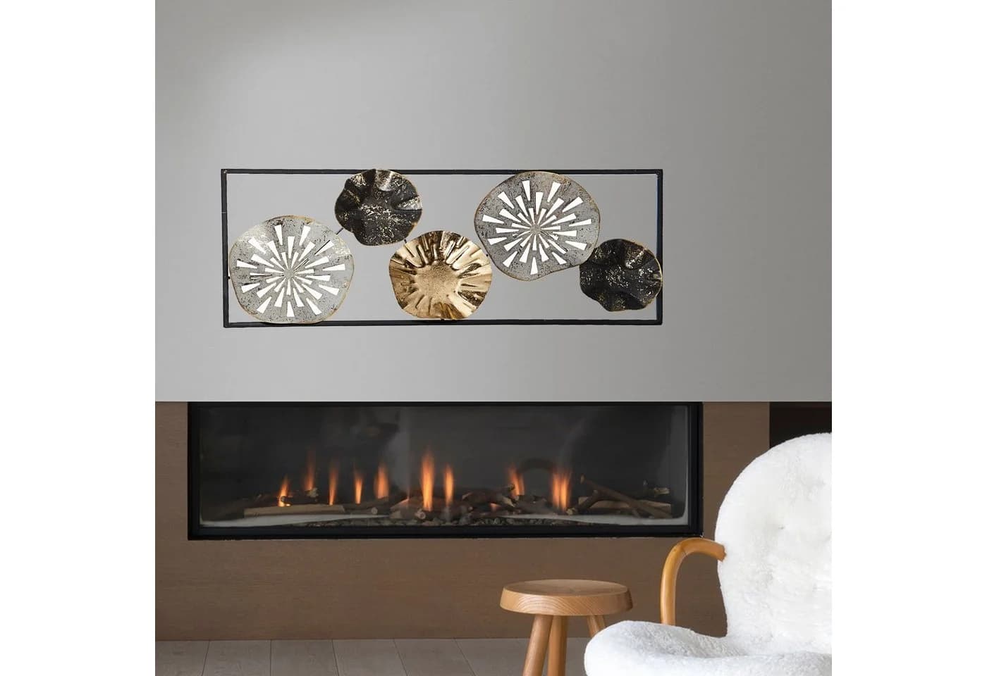 CEPEWA Kunstdruck Wanddeko Metall Grau Silber Gold - Bild 3