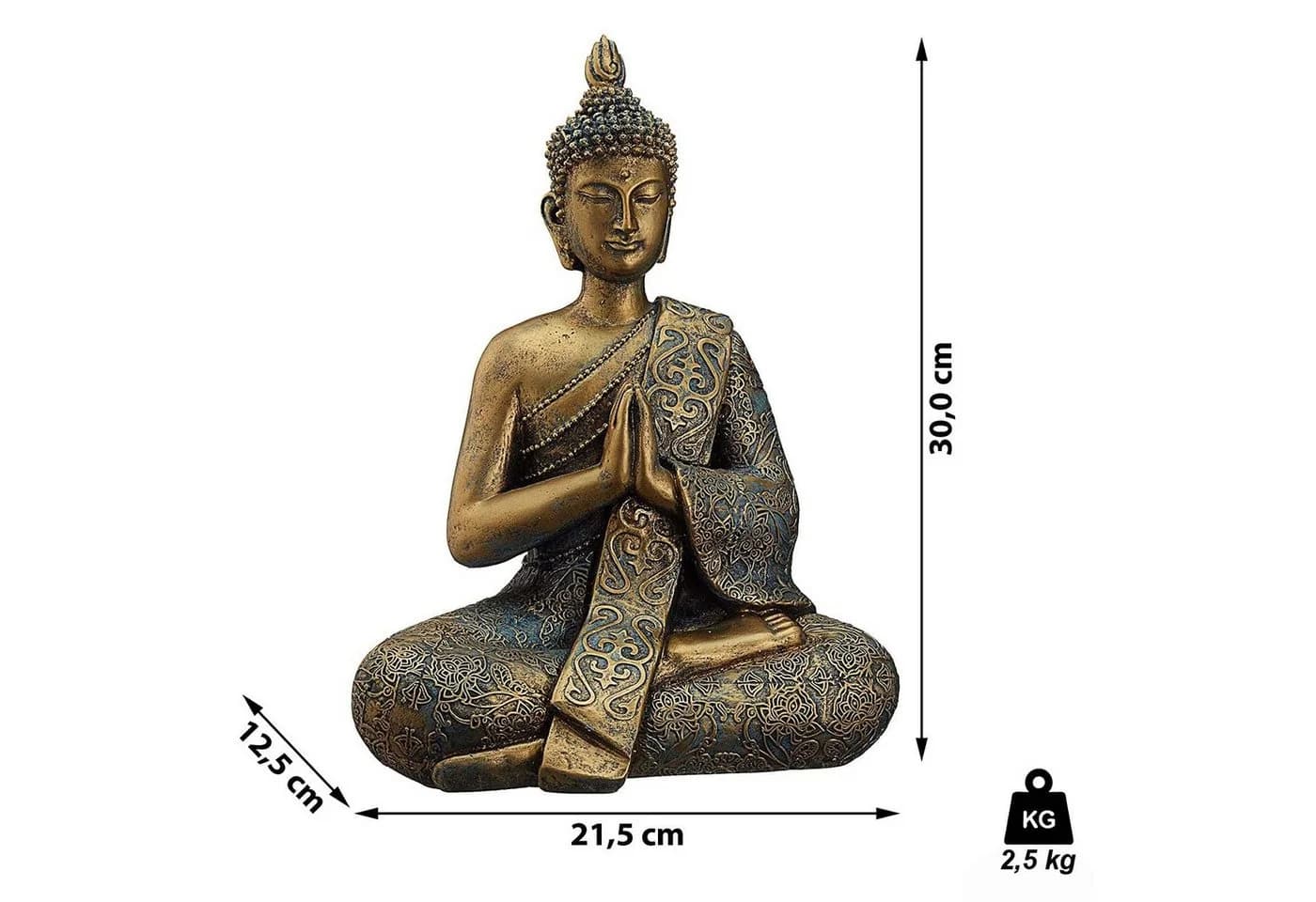 HAC24 Buddhafigur Sitzender Buddha Deko Figur - Bild 4