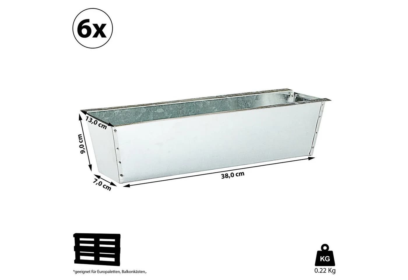 CEPEWA Pflanzkasten 6er Set Zink Silber