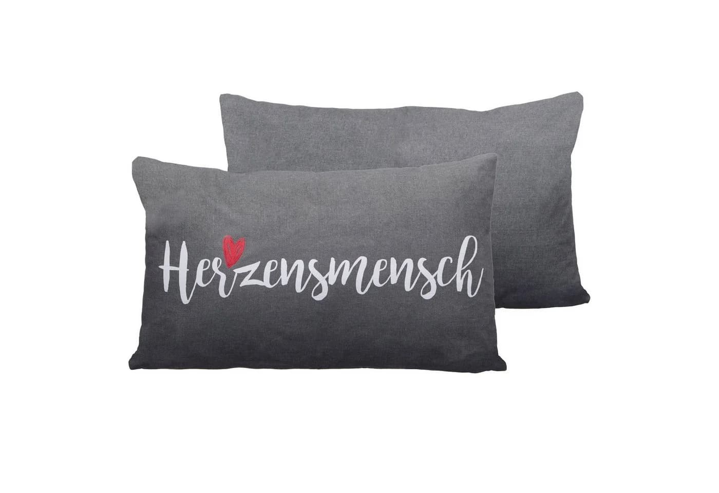 CEPEWA Dekokissen Herzensmensch in Weiß/Schwarz/Rot - Bild 5