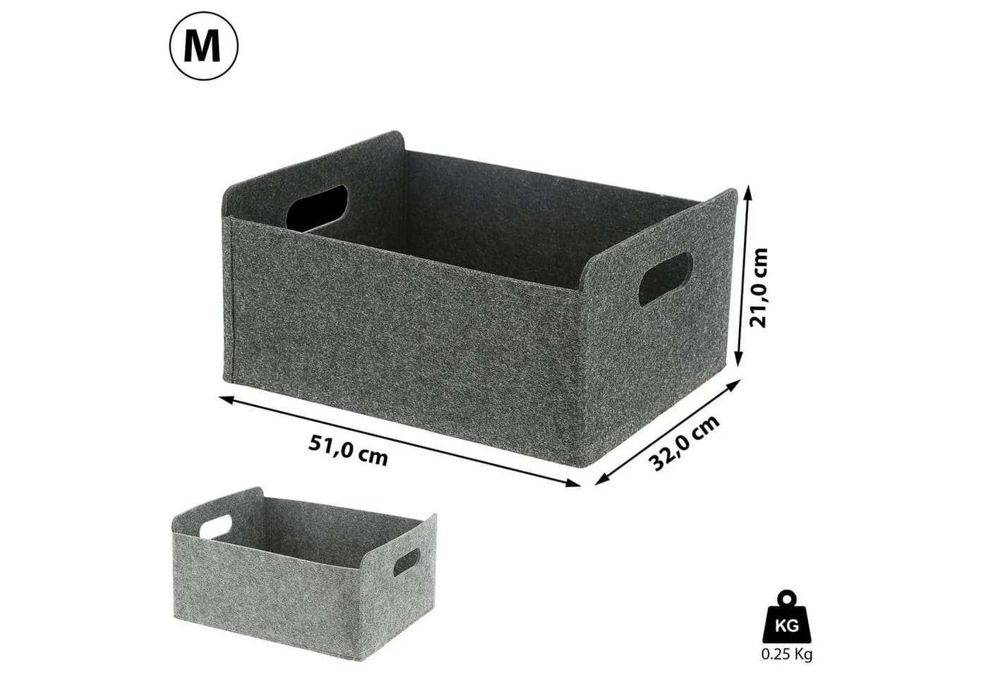CEPEWA Aufbewahrungsbox 2er Set Filz Grau Faltbar
