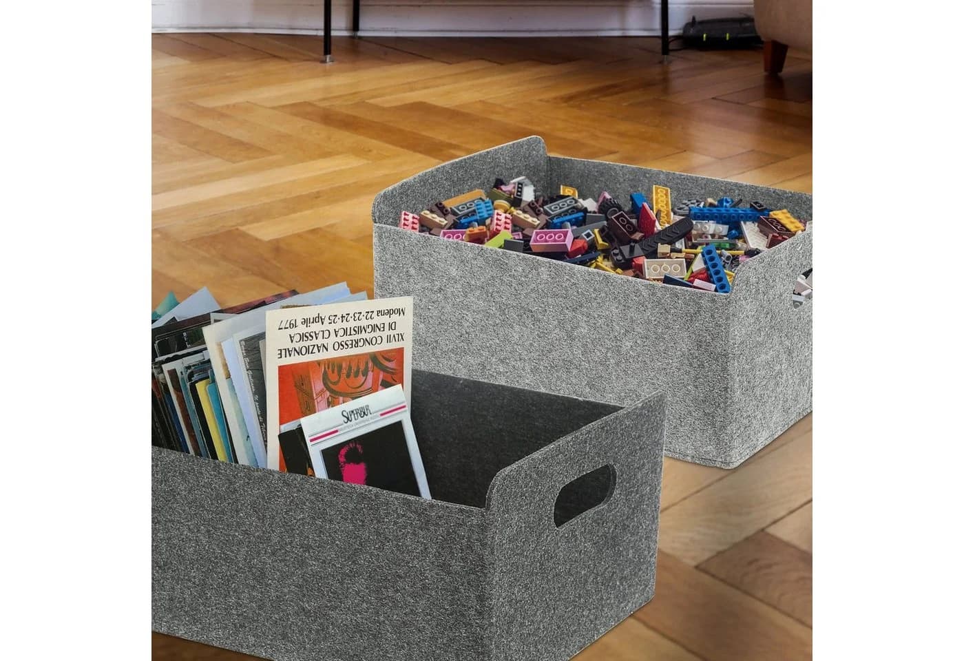 CEPEWA Aufbewahrungsbox 2er Set Filz Grau Faltbar - Bild 3