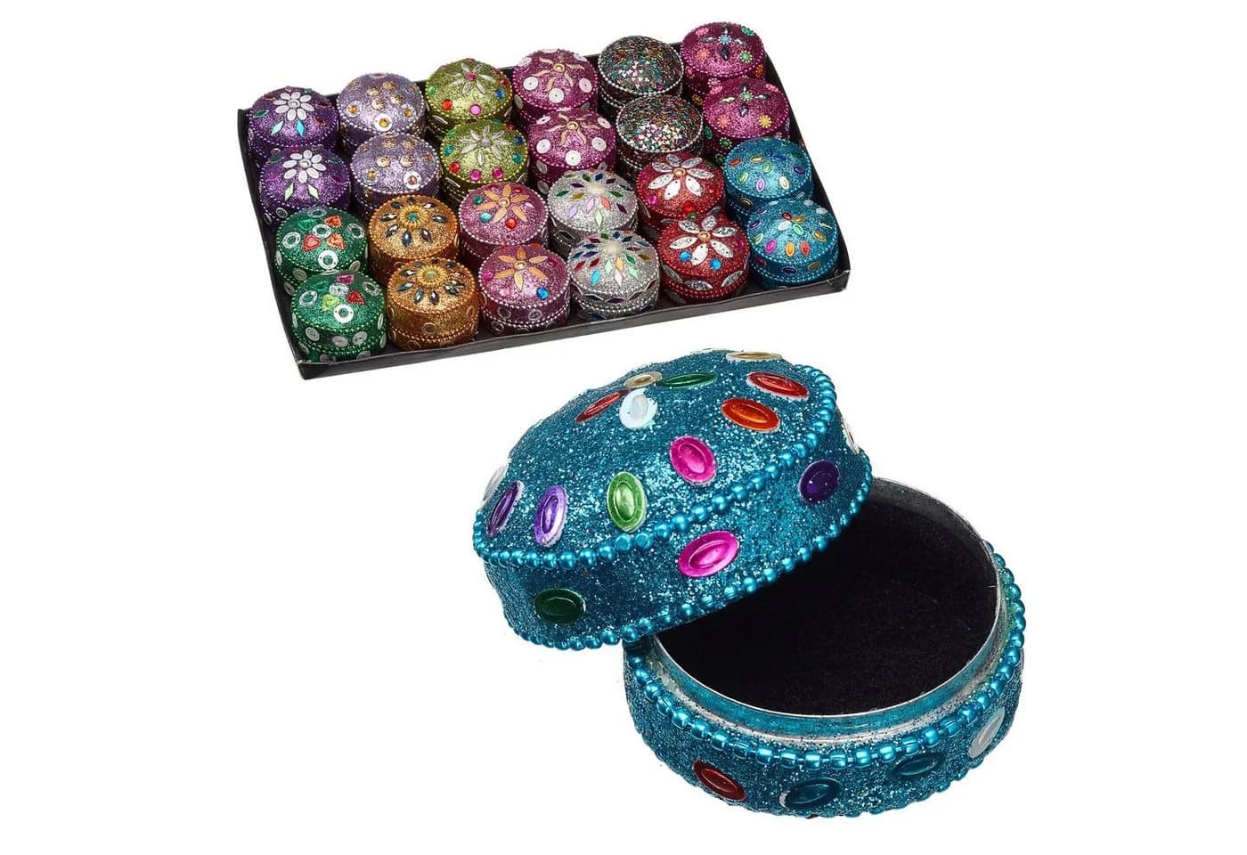 CEPEWA Schmuckdose Orient 24er Set Ø4,5cm Aluminium Glitzer - Bild 5