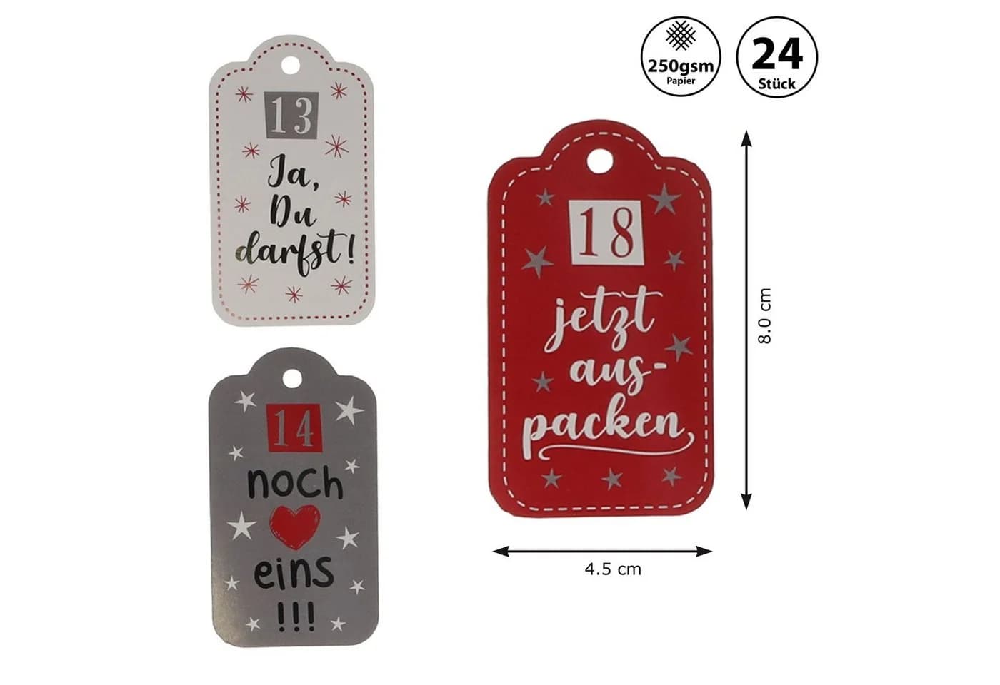 CEPEWA Adventskalender Anhänger-Set mit Sprüchen und Zahlen DIY Karten