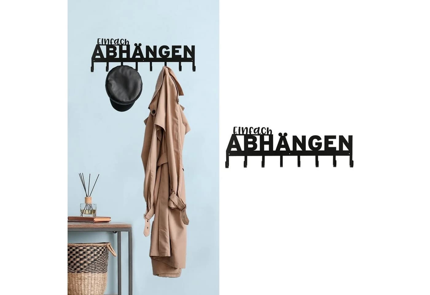 CEPEWA Garderobenleiste "Einfach Abhängen" 8 Haken Schwarz - Bild 2