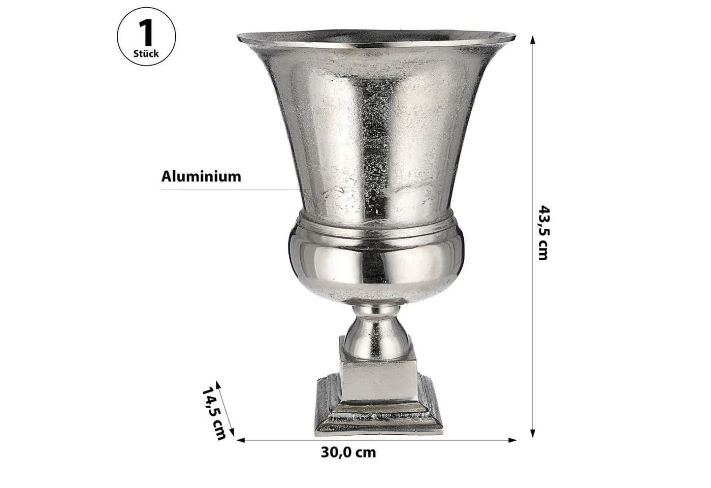 CEPEWA Dekovase Amphore Silber Vintage-Design Blumenvase
